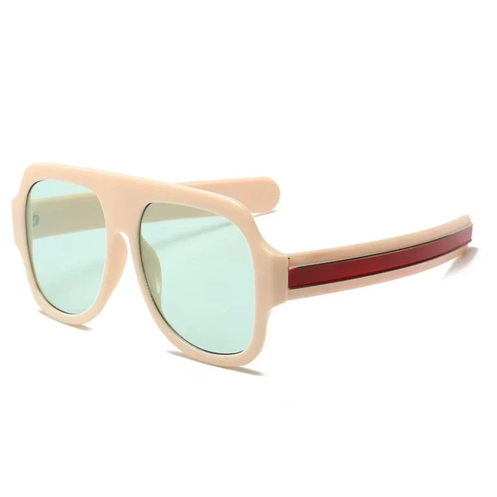 Female Sunglasses Fashion Visor‎ Shield Beige Frame Green Lens Women Style Gafas